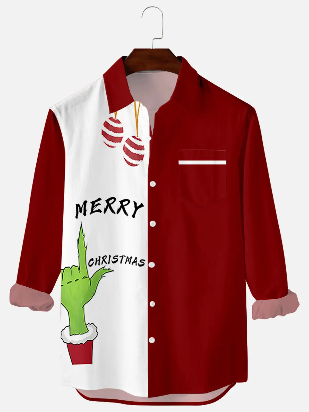 

Men's Daily Casual Spoof Christmas Series Long-sleeved Shirt With Pockets