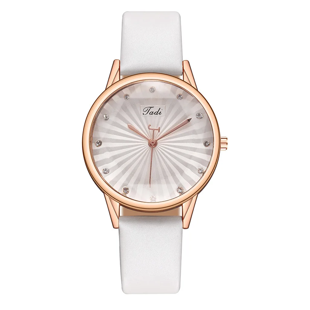Creative Striped Quartz Watch Simple Leather Shiny Crystal Aesthetic Clock Everyday Versatile Business Women Wristwatch 2024 3