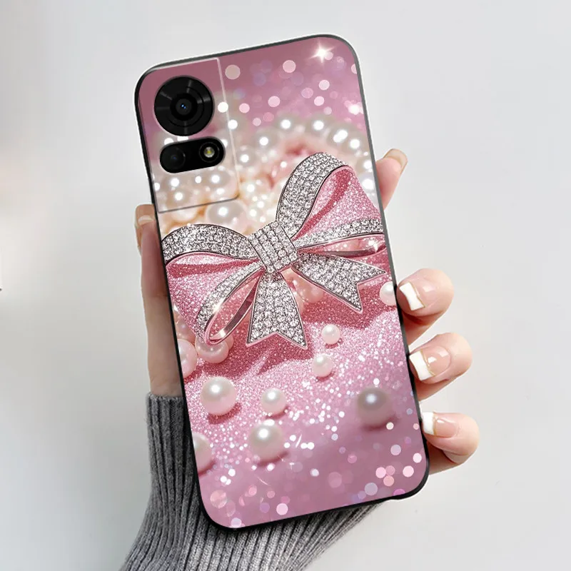 Cute Cartoon Soft Silicone Protective Phone Case - Black