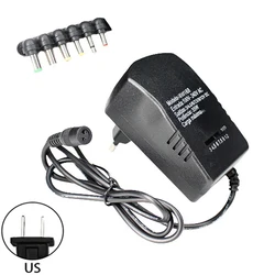 Universal Adjustable Voltage Power Supply Adapter (30W, 3A Output) - 3V - 12V 30A Adapter (US Plug)