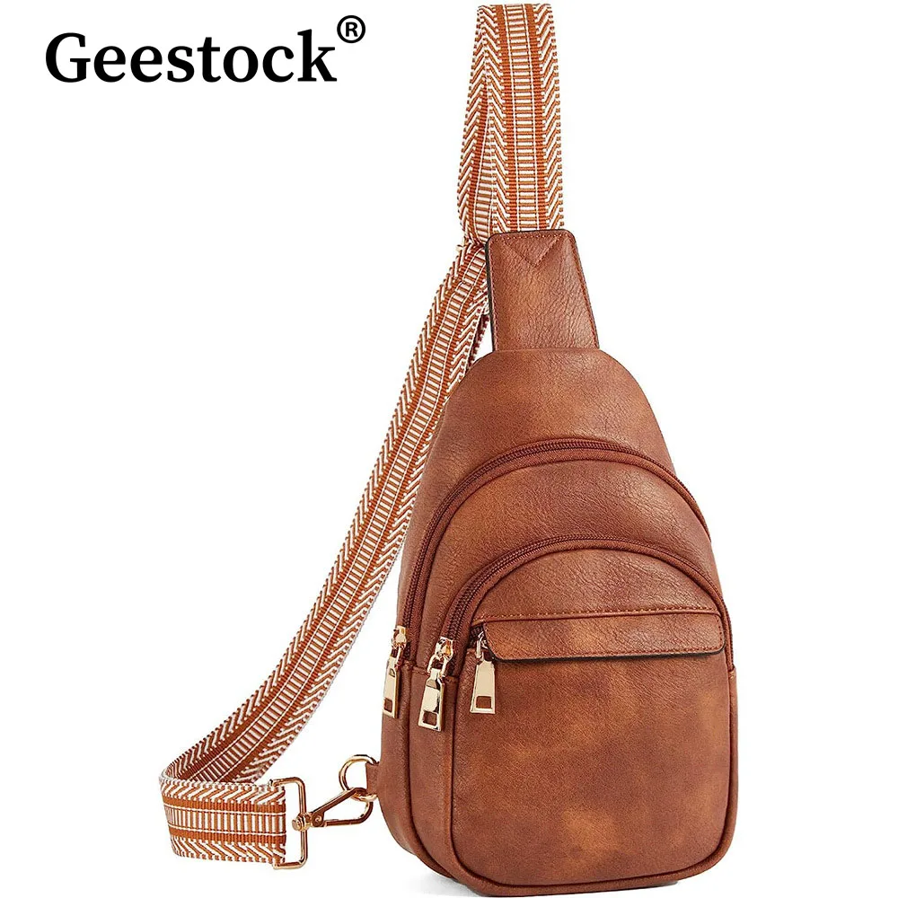 

Модная женская нагрудная сумка Geestock, роскошная дизайнерская сумка-слинг через плечо из искусственной кожи, забавные повседневные дамские сумочки на ремне