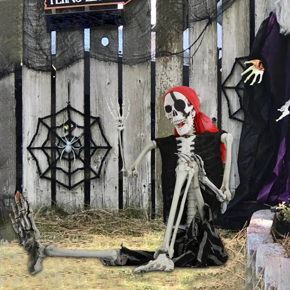 165cm Plastic Skeleton Life Size Imitation Full Body Realistic Bones With Posable Joints Pirate Styling Halloween Pose Decor