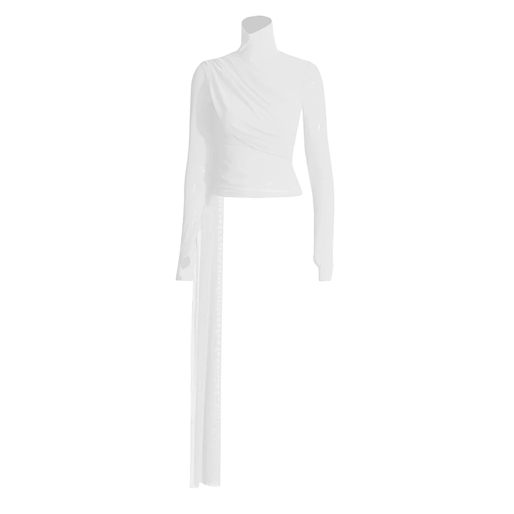 Kelly Solid Spliced Turtleneck Shirt 6