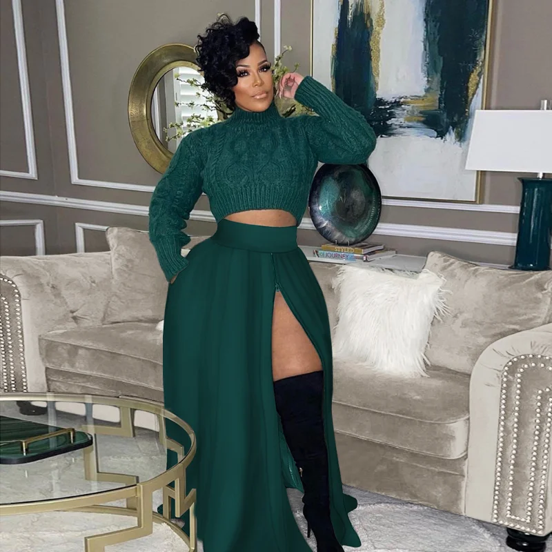 

KEXU Zipper Fly High Side Slit Big Swing High Waist Loose Floor Length Maxi Long Skirt 2023 Vintage Women Street Skirts