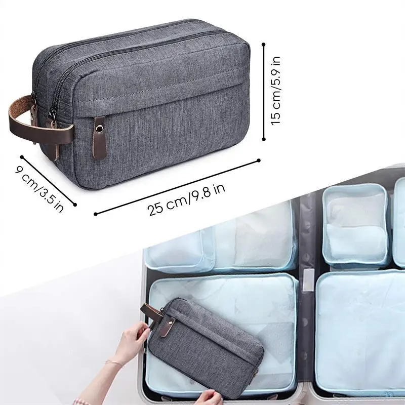 Foldable Men's Travel Toiletry Bag, Large Capacity Oxford Cloth Waterproof Bag, Double-Layer Storage for Cosmetics & Toiletries