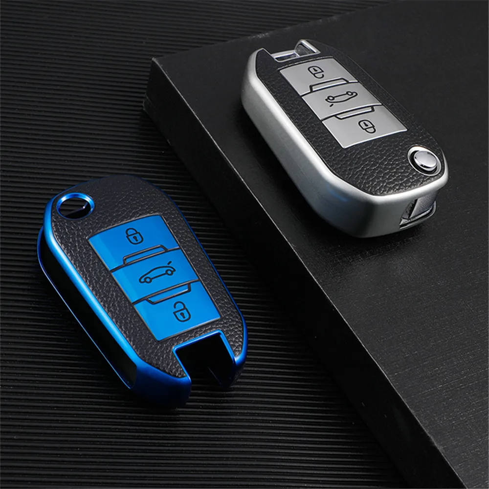 Tpu Leather Car Remote Key Case Cover For Peugeot 208 308 408 508 307 2008 3008 4008 Citroen