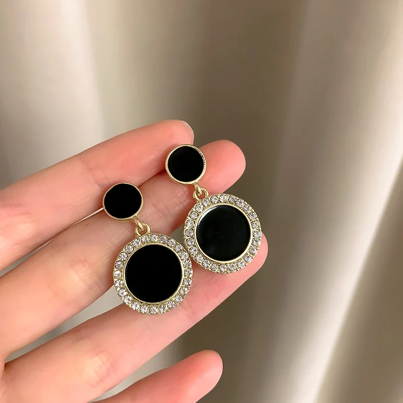 Black Hanging drop earrings for Women Triangle Square Statement 2025 boucle oreille femme Fashion Jewelry