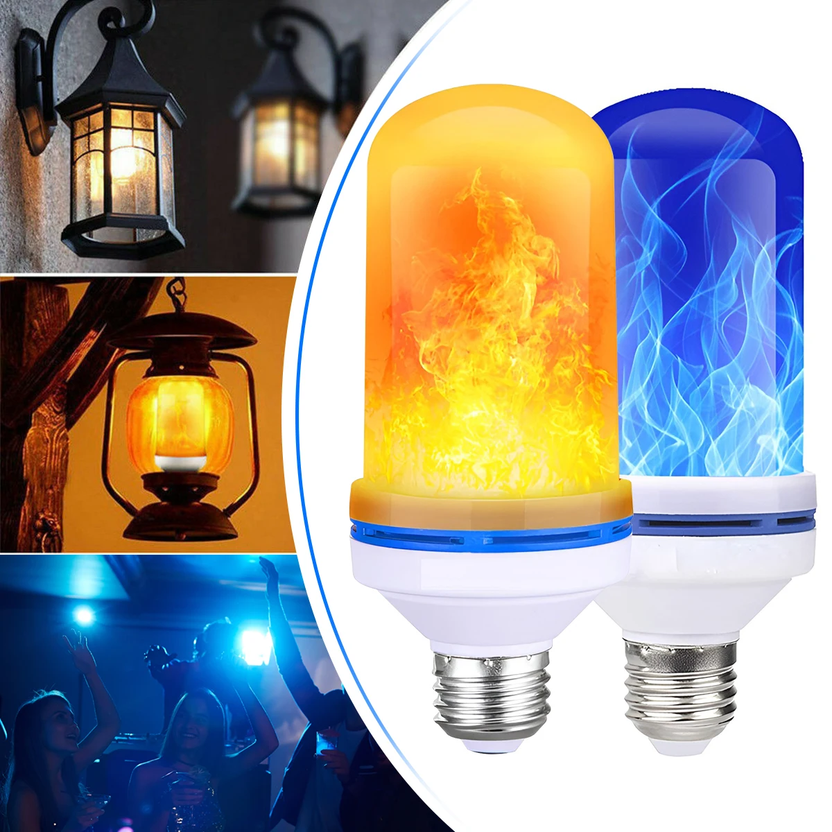 

LED Flame Light Bulbs 4 Modes Flickering Fire Flame with Upside-down Effect E26 Base Flame Effect Light Bulbs Reusable Simulated