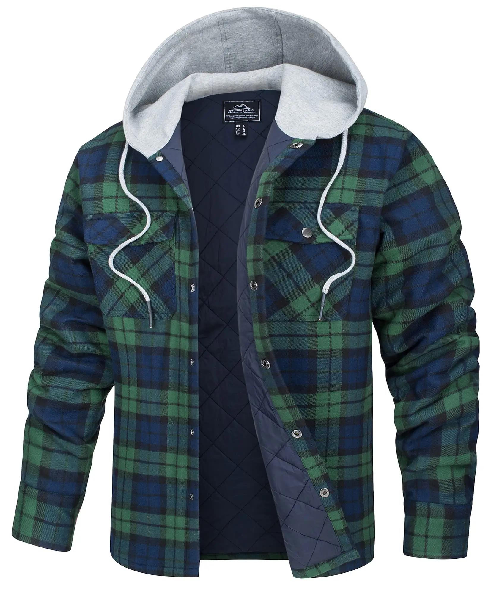 Quilted Lined Flannel Jacket Mens | Flannel Long Sleeve