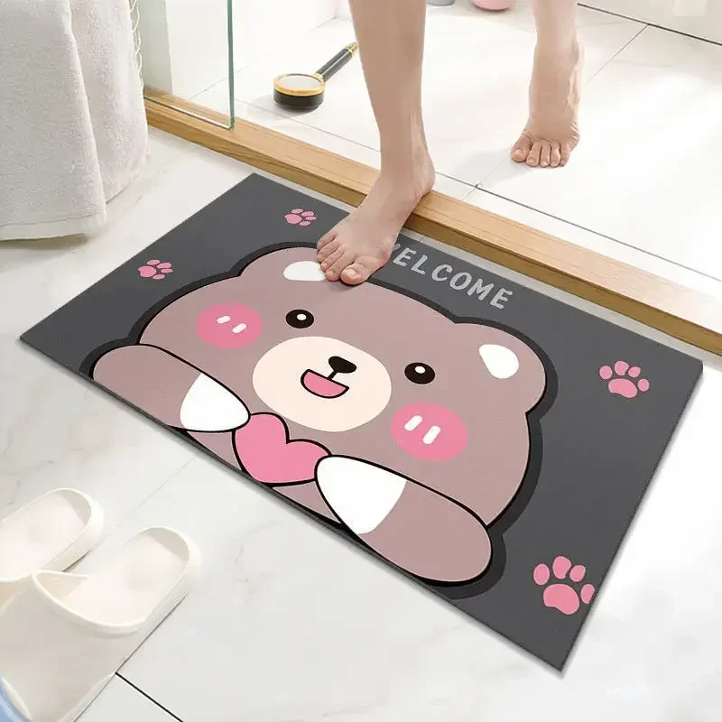 

bathroom absorbent floor mat Cartoon carpet athroom anti-skid mat GREY