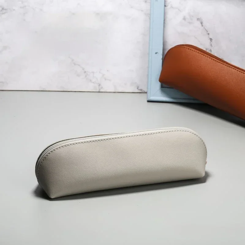 

Large Capacity Pencil Bag PU Leather Zipper Pencil Case Solid Pencil Storage Pouch Stationery Holder School Office Supplies