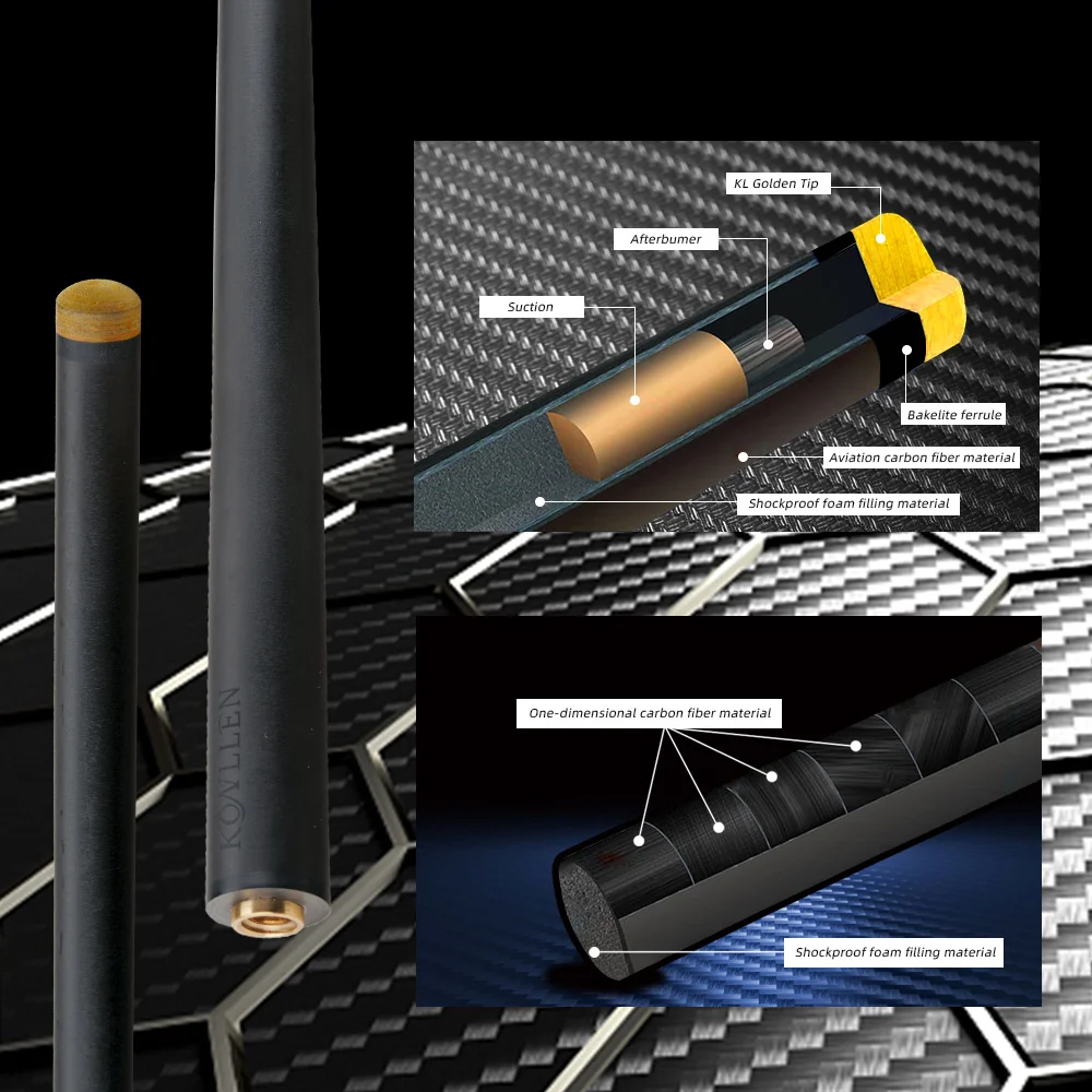 KONLLEN Pool Cue Carbon Fiber Shaft with 3/8*8 /Uni-loc/ 3/8*10