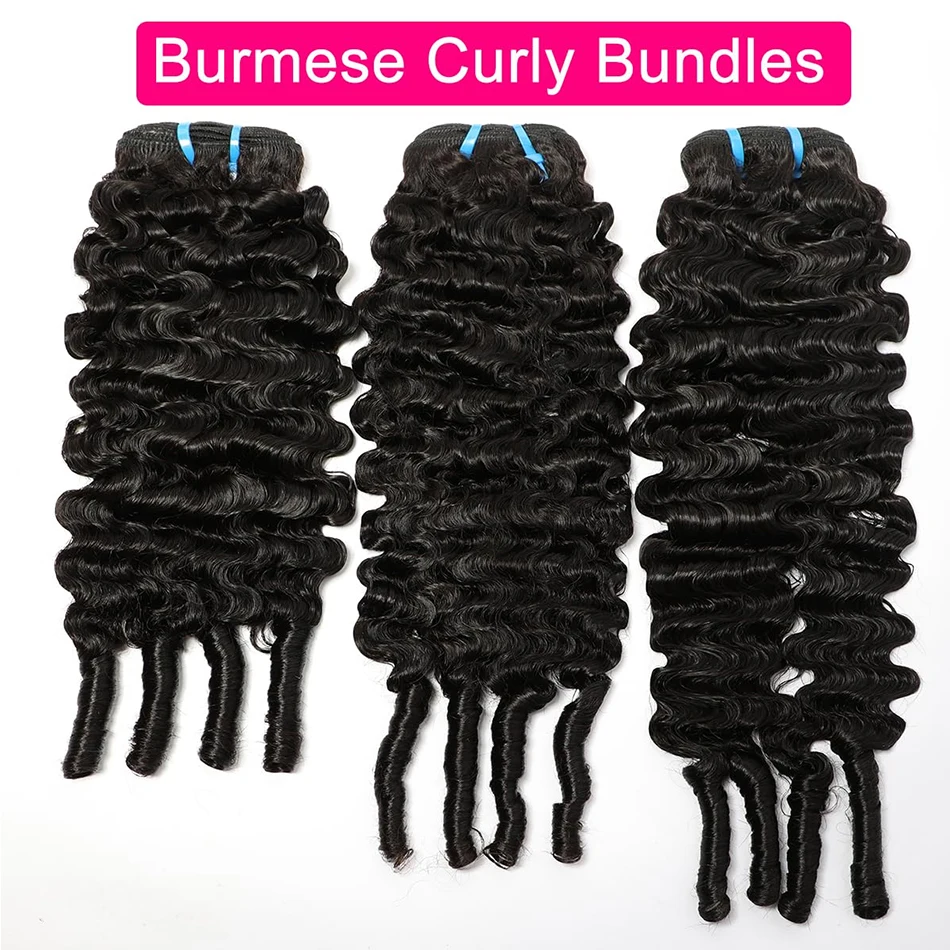 Burmese Curly Bundles Human Hair Unprocessed Virgin Hair Bundles 14A Raw Burmese Curly Human Extensions