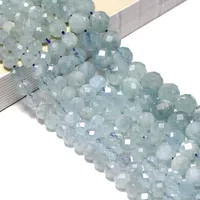 100% Natural Stone Faceted AAA+Aquamarine Blue Round Gemstone Loose Beads For Jewelry Making  DIY Bracelet Necklace 6/8/10MM 1