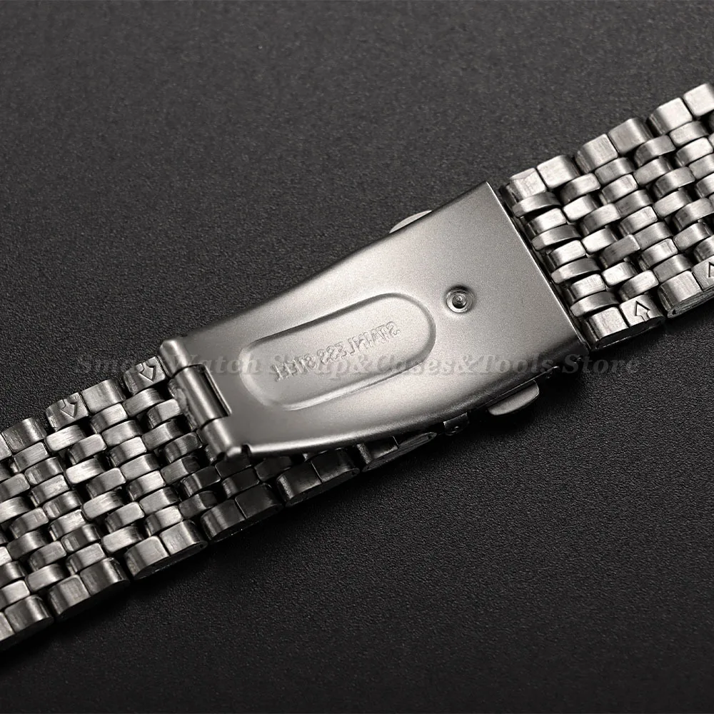 Silver Stainless Steel Watch Band with Double Press Folding Clasp