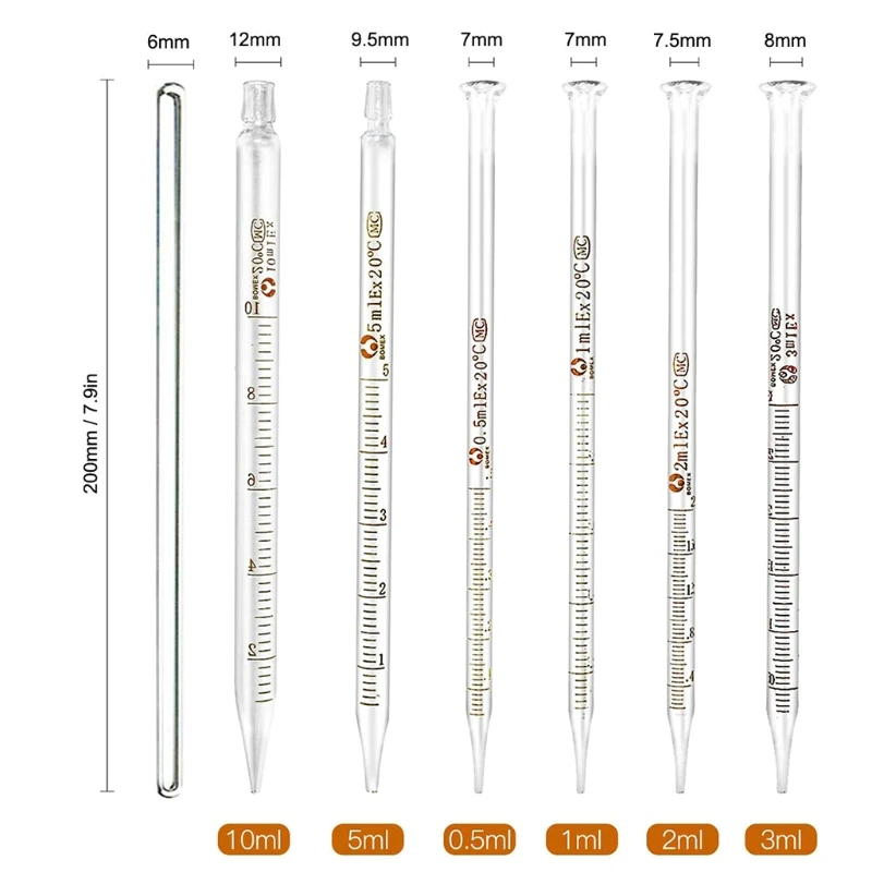 Glass Dropper Drip Pipette Liquid Pipettes Set Clear Scale Measuring Pipettes Cleaning Brush for Laboratory glass pipette liquid dispenser