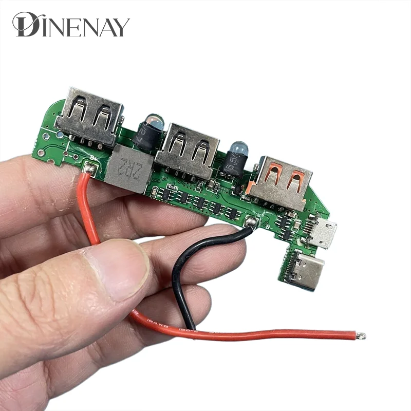 조명이 있는 빠른 충전 뱅크 모바일 전원 모듈, PD + QC 3 포트 USB 모바일 보조배터리 회로 기판