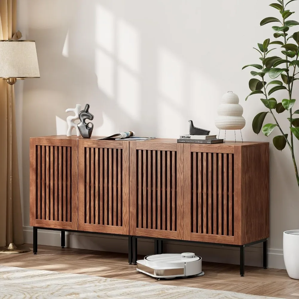 Set of 2 Accent Storage Cabinet with Doors and Adjustable Shelf, Modern Sideboard Buffet Cabinet for Dining Room, Kitchen,