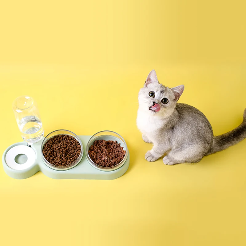 Title 2, Cats Double Bowls Water Automatic Feeder Raised...