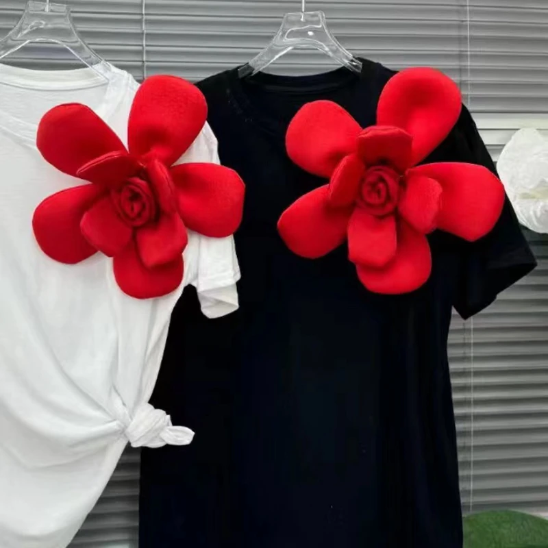 

Футболка женская хлопковая с коротким рукавом, Удобная Повседневная рубашка с контрастными цветами и стежками, Черный Белый Топ, на лето