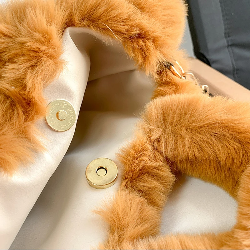 Women Winter Shoulder Plush Had-Held Crossbody Bag CuteBig-Eyed Puppy Furry Bag Trendy Cartoon Kawaii Soft Tote Luxury Handbag