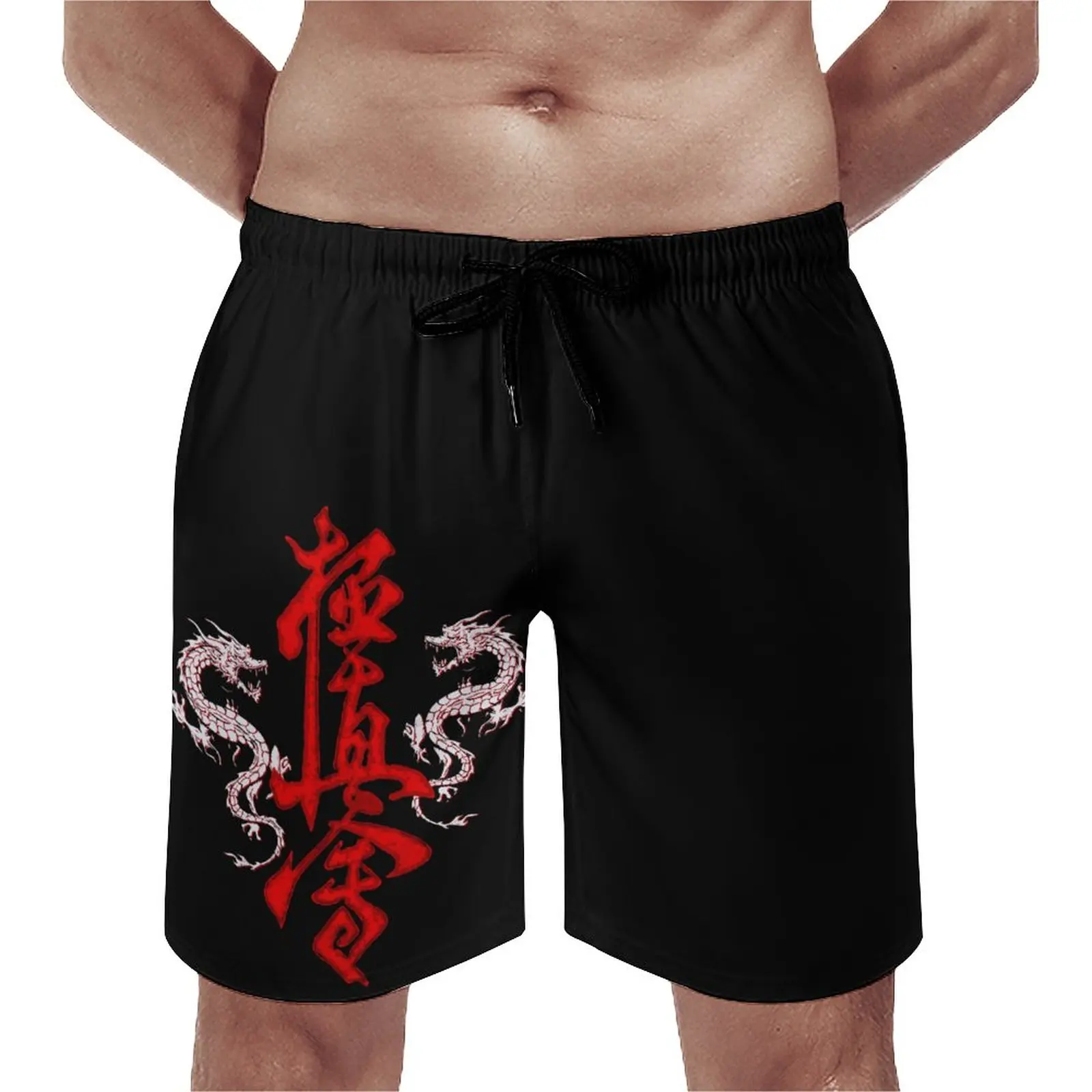 Casual Beach Pants Anime Beach Kyokushin Karate Kanji T-shirt Dragons Sensei Gift Breathable Quick Dry Vintage Loose Adjustable 4