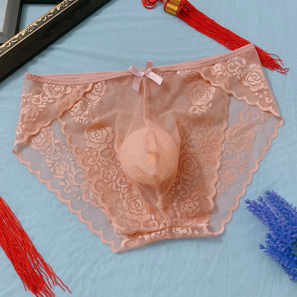 

Men Sexy Erotic Lace Traceless Low Rise U Convex Lace Transparent Panties Briefs Underwear Lingerie Spicy Mens Briefs Shorts