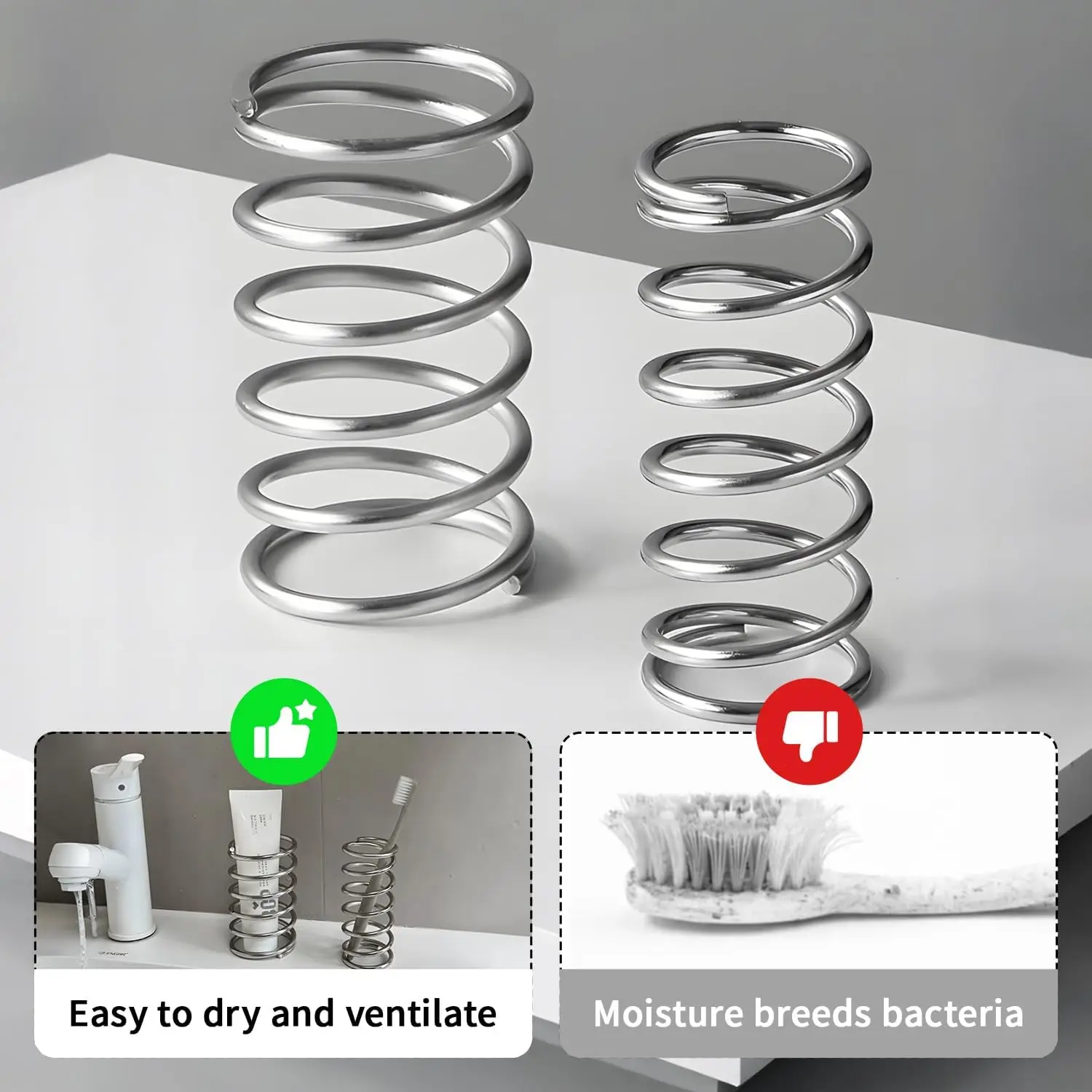 2pcs Stainless Steel Toothbrush Holder Metal Bathroom Accessories Tool for Toothpaste Makeup Brush Storage Rack Home Decor