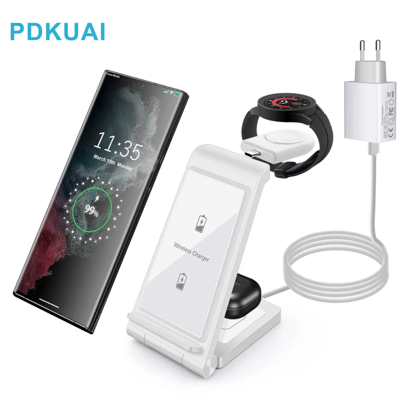 

15W 3 IN 1 Wireless Charger Dock Station For Samsung Galaxy Watch 5 4 3 Active 2/1 Fast Charging Stand For Samsung S22 S21