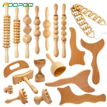 Wood Therapy Massager Anti-Cellulite Gua Sha Tool Deep Tissue Relax Massager for Body Face Lifting Maderoterapia Roller Gym Home