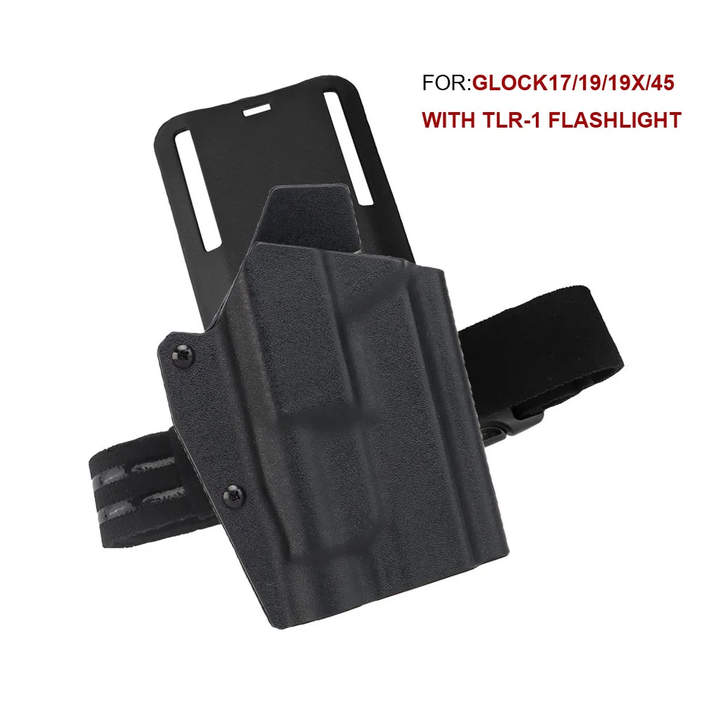 

Lightweight Kydex Tactical Holster For Glock17/19/19X/45 With TLR-1 Flashlight Pistol Holster QLS Quick Release Airsoft Gear