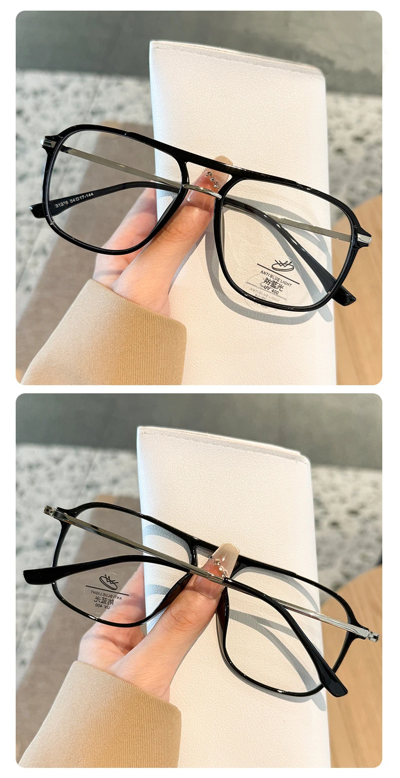 Neue männer Retro Myopie Auge Rahmen Mit Grad Doppel Strahl Quadratischen Rahmen Anti-blaues Licht Gläser Myopie Gläser rahmen MH31228 – Detail 7