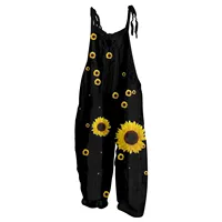 Sunflower Pattern Overalls For Women Fashion Slim Jumpsuit Women Casual Loose Romper For Women Mono Deportivos Mujer Gym - Image 5