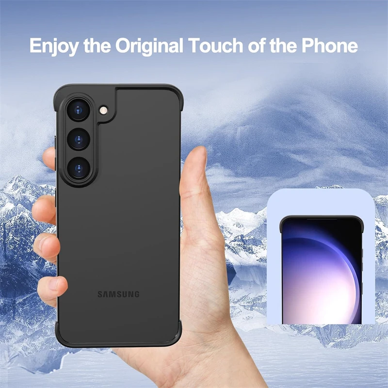 Frameless Silicone Bumper Shockproof Phone Case with Built-in Camera Lens Protector