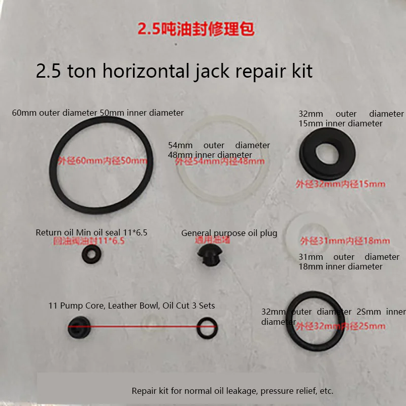 Raccordi Idraulici Orizzontali Da 2 Tonnellate E 2.5 Tonnellate. Kit Di Riparazione Jack