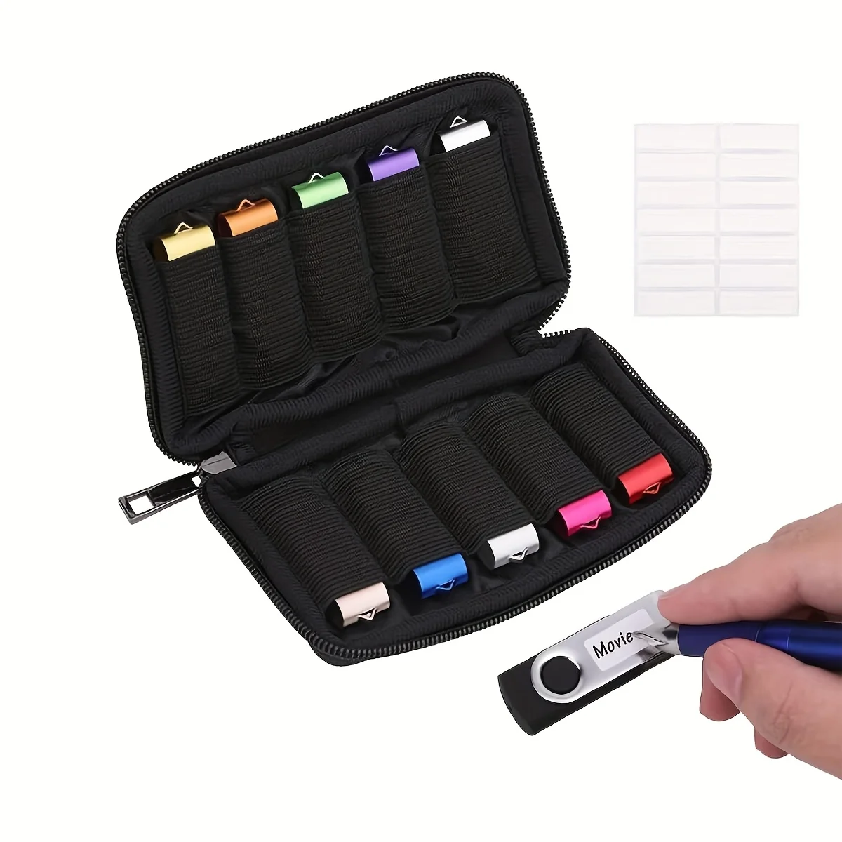 Compact USB Flash Drive Storage Organizer - Electronic Accessories Holder