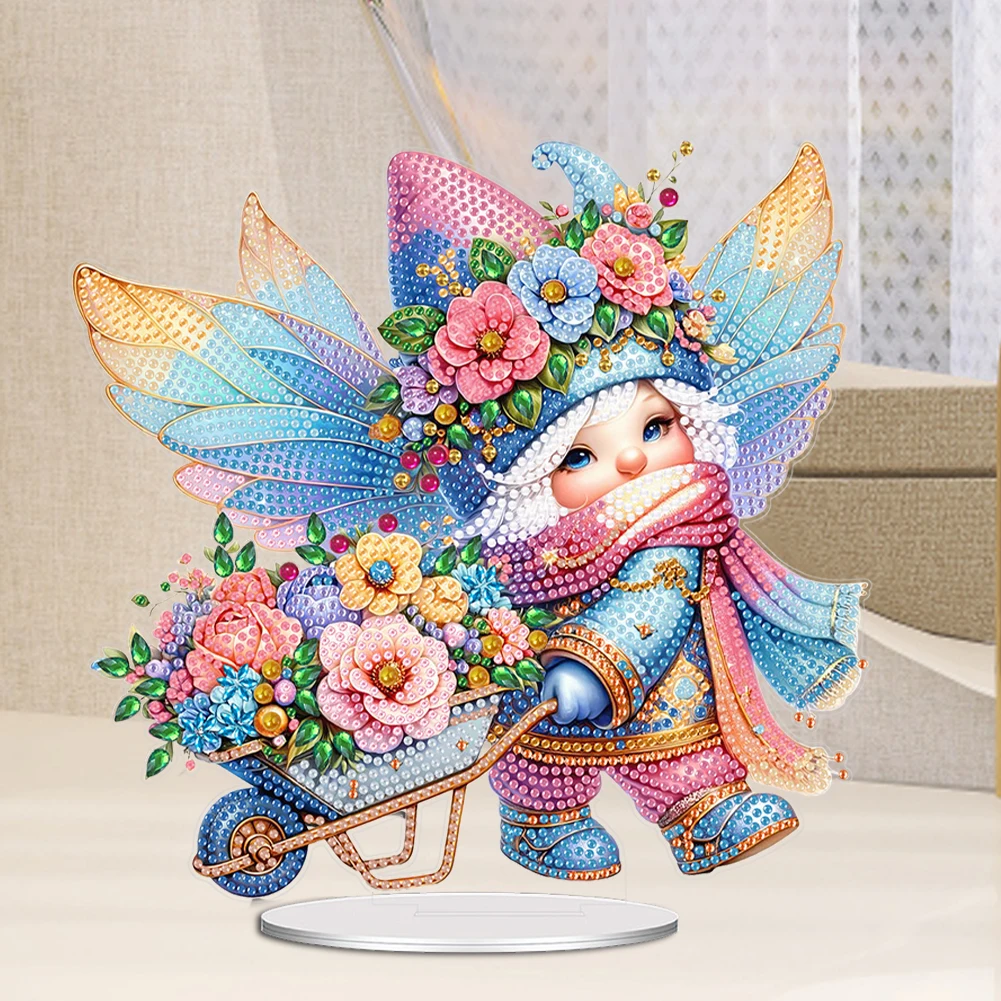 Acrylic Elf Diamond Painting Tabletop Ornaments Kit Cartoon Diamond Painting Desktop Ornaments Kit for Home Office Decor