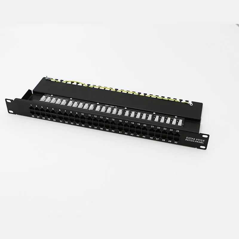 UTP Cat 3 전화 패치 패널 랙 장착, 음성 관리 패널, 뒷면 트레이 포함, 19 인치, 25 포트