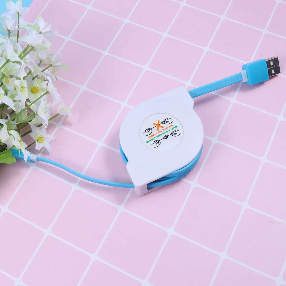 2M 접이식 USB 충전 케이블 빠른 데이터 동기화 코드 홈 오피스용 휴대용 소형 접이식 휴대폰