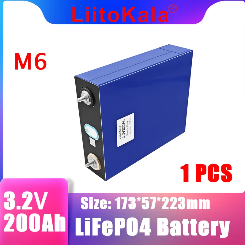 

1pcs Liitokala Rechargeable Lithium Iiron Phosphate Battery, 12V, 24V, RV Automatic Electric Boat, Solar Mirror, 3.2V, 200Ah