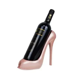 Elegant High-Heeled Shoe Wine Rack - Stylish Home Décor and Gift Ornament (Rose gold)