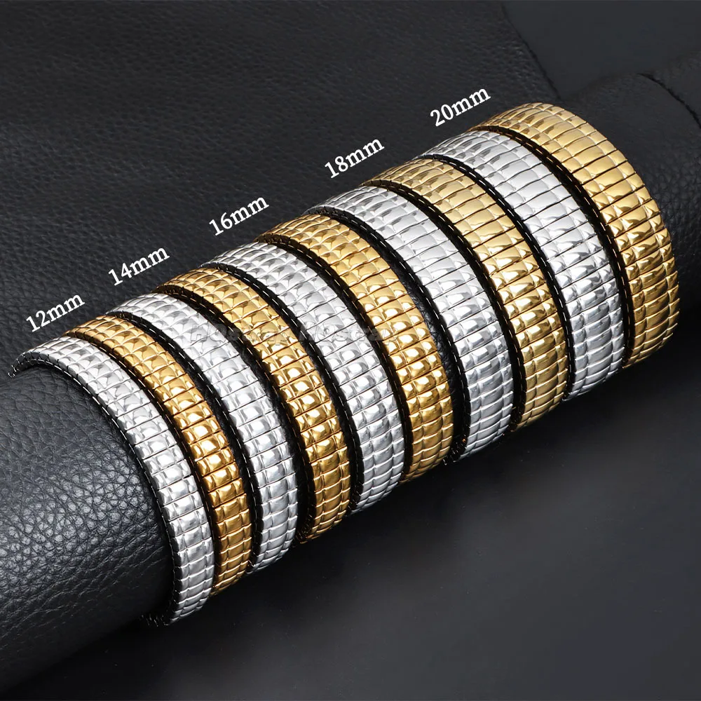 Stainless Steel Elastic Stretch Bracelet Strap - Silver & Gold