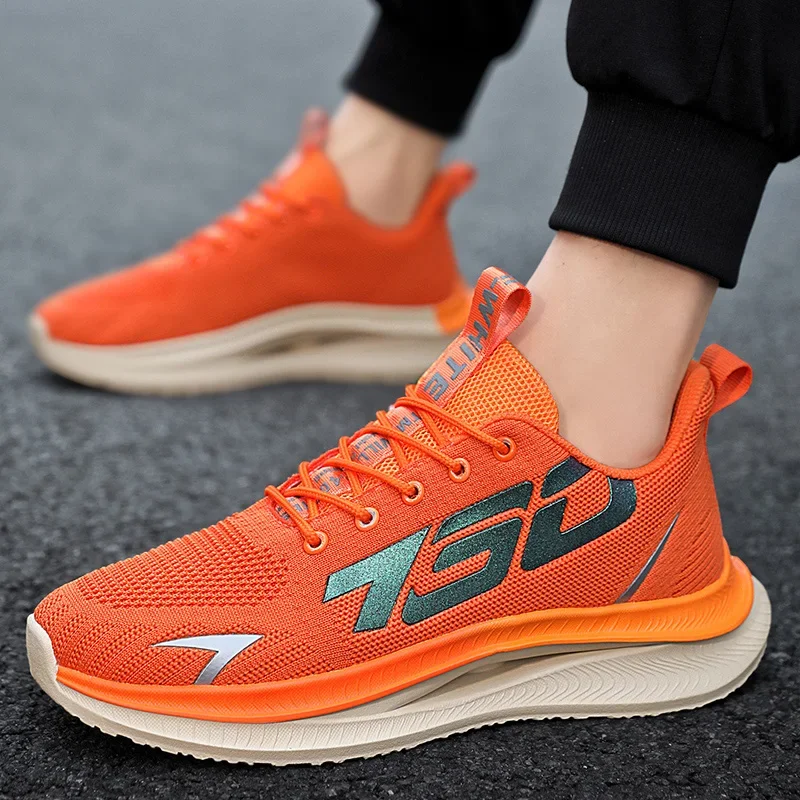 Mesh flying woven breathable shoes men