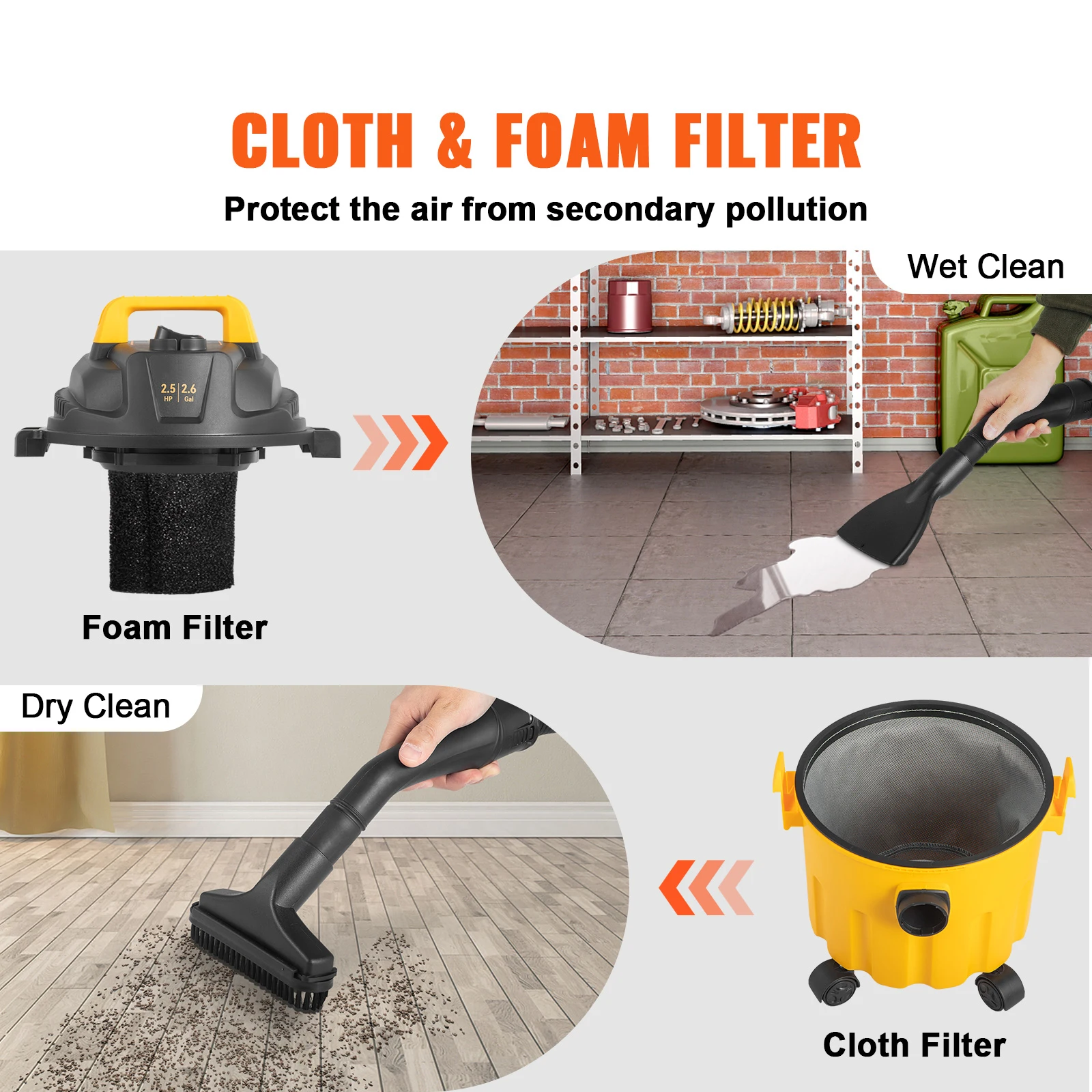 Portable Wet Dry Vacuum Cleaner with Blowing Function