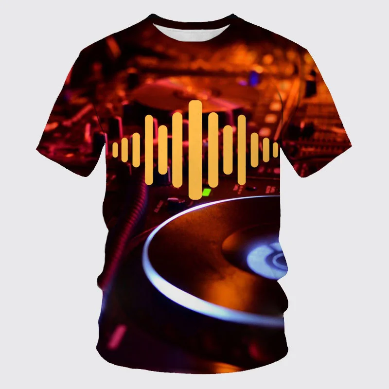 

3D Printing Nightclub Music T-shirt Men Casual Hip Hop Party DJ Tees Top Summer Street Short Sleeves Y2k Oversized T Shirts