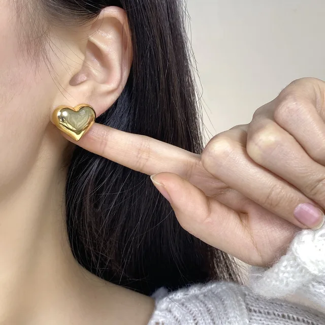 Boucles d'oreilles rondes à grande boule en acier inoxydable pour femmes et filles, Punk, mode géométrique demi-métal, bijoux de fête tendance, cadeau