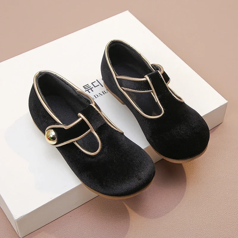 Wine Red Leather Kids Flat Shoes for Girls