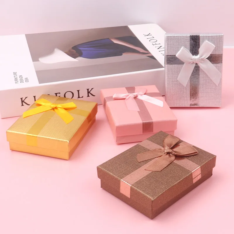 2 Scatole Portagioie Quadrate In Cartone Kraft Con Cassetto – 8x7,5x1,85 Cm – Per Anelli, Bracciali, Collane