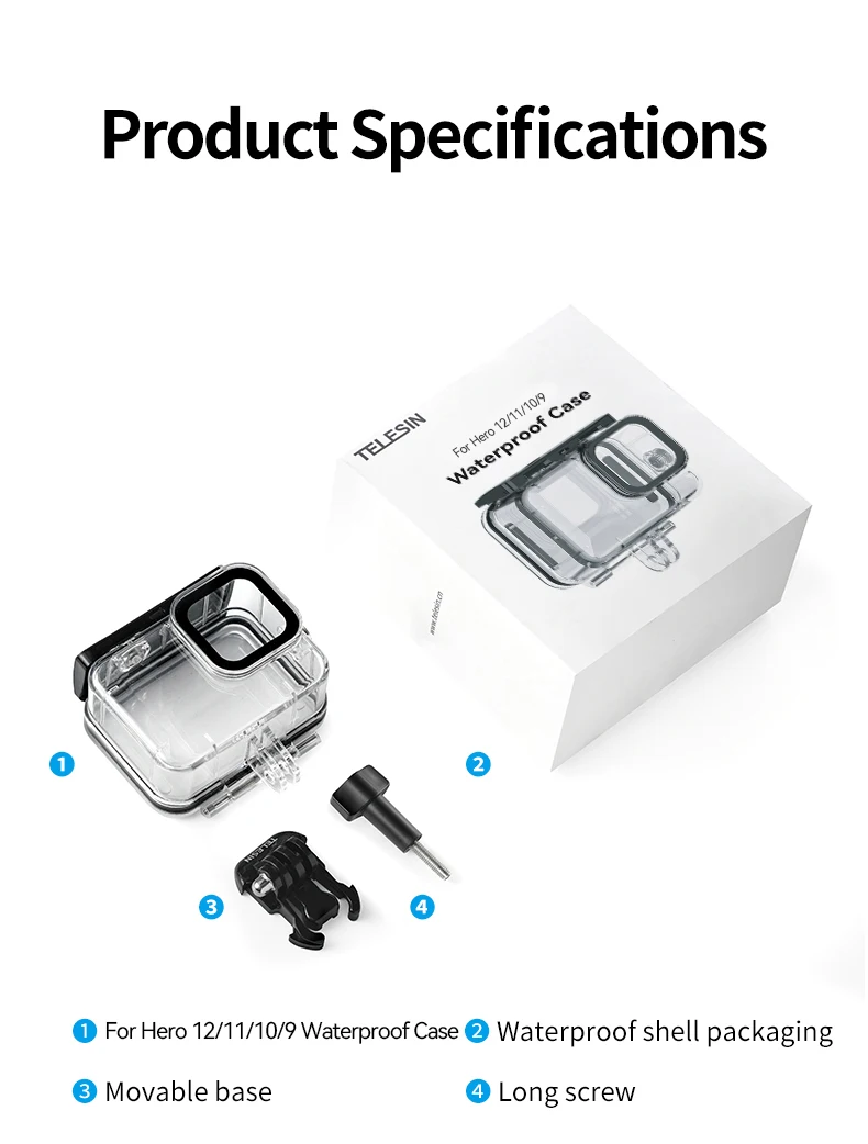 45M Waterproof Case For 12 11 10 9 Tempered Glass Lens Diving Housing Cover Len