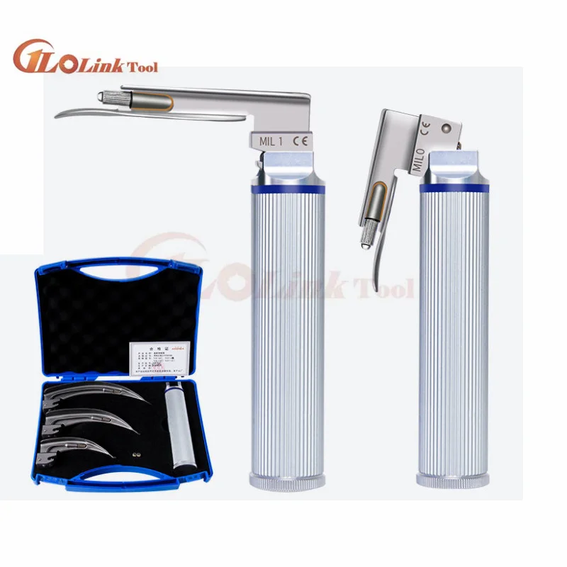Adult Anesthesia Throat Mirror LED light Intubation stainless steel Laryngoscope optic Throat Detection Tool Parts 5pcs/set anesthesia throat mirror